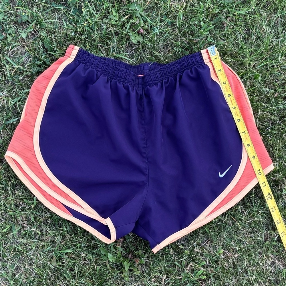 Nike Dri-Fit Athletic Shorts Womens Small Lined Purple Orange Tempo Running Logo - Picture 4 of 9